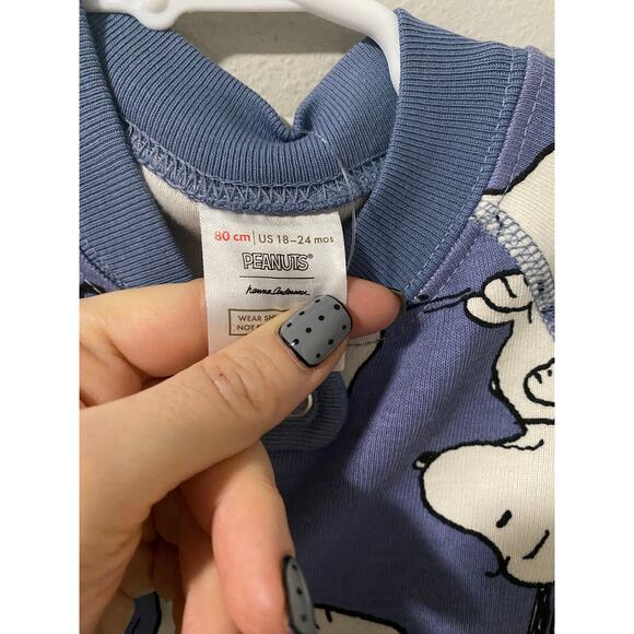 New Hanna Andersson Peanut Snoopy Baby One Piece Zip Pajama Size 18-24 Month - Picture 2 of 3